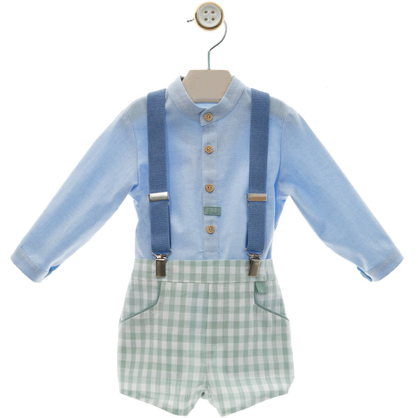 BABY PLAID WITH SUSPENDRES SHORT SET LANCELOT