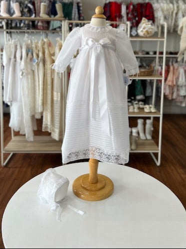 TRADITIONAL BAPTISM White GOWN LONG SLEEVE RIBBON White / 12M TRADITIONAL BAPTISM White GOWN LONG SLEEVE RIBBON White / 12M