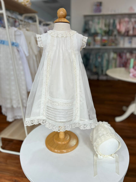 ISABEL IVORY CHRISTENING DRESS WITH HOOD 24M ISABEL IVORY CHRISTENING DRESS WITH HOOD 24M