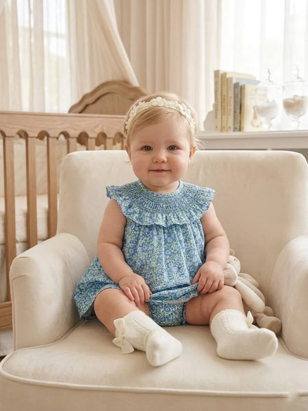 GIRLS FLORAL SHORT DRESS WITH BLOOMER 2P SET RAVENA – Lilileyba