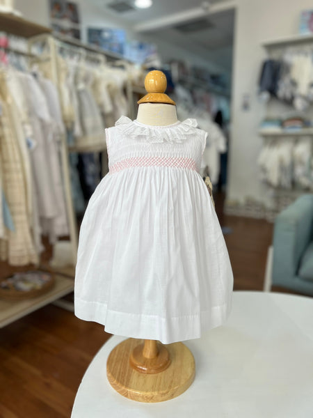 CLASSIC PUNTO SMOCK White DRESS 6M / Red CLASSIC PUNTO SMOCK White DRESS 6M / Red