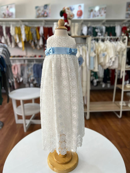 LONG White FLORAL EMBROIDERED BAPTISM DRESS 0-3M LONG White FLORAL EMBROIDERED BAPTISM DRESS 0-3M
