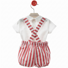 BOYS RED STRIPED ROMPER AND SHIRT 2P LIVORNO
