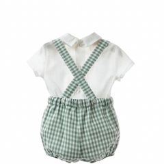 BOYS GINGHAM ROMPER AND SHIRT 2P TURIN