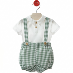 BOYS GINGHAM ROMPER AND SHIRT 2P TURIN