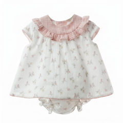 GIRLS FLORAL AND BIRDS DRESS WITH BLOOMER 2P PROVENZAL