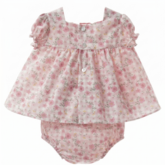 GIRLS FLORAL PLAID SHORT DRESS WITH BLOOMER 2P PALMA