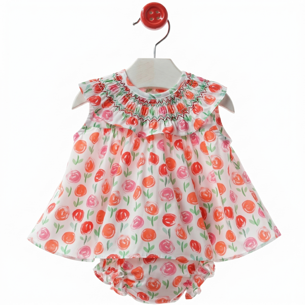 GIRLS CANDY FLOWERS SHORT DRESS AND BLOOMER 2P LIVORNO