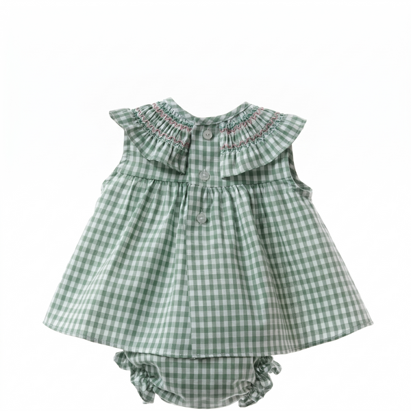 GIRLS GINGHAM SHORT DRESS WITH BLOOMER 2P TURIN