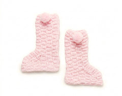SQUARED WITH POMPONS KNITTED BOOTS