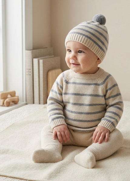 NEWBORN GRAY STRIPES 3P SET