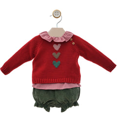 GIRLS HEART SWEATER AND CORDUROY SHORT SET