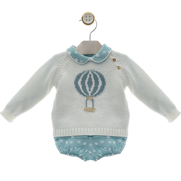 BOYS HOT AIR BALLOON KNIT SWEATER WITH SHIRT AND SHORT 3P SET TUL