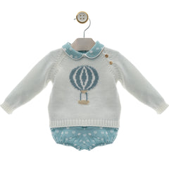 BOYS HOT AIR BALLOON KNIT SWEATER WITH SHIRT AND SHORT 3P SET TUL