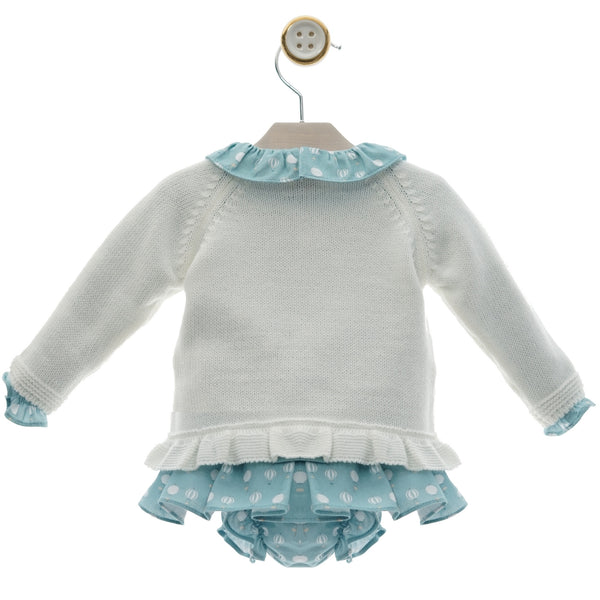 GIRLS HOT AIR BALLOON PRINT KNIT SWEATER WITH SHIRT AND BLOOMER 3P SET TUL