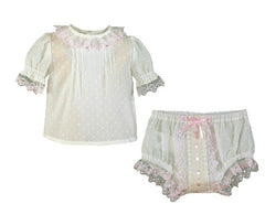 BABY PLUMETI LACE BLOUSE AND DIAPER COVER SET