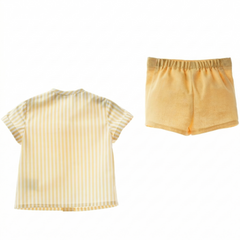 BOYS YELLOW STRIPED SHIRT AND SHORT 2P SET LUCCA