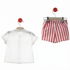 BOYS RED STRIPED SHORT AND SHIRT 2P SET LIVORNO