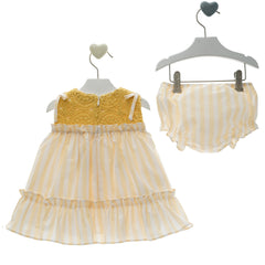 GIRL STRIPES AND CROCHET DETAILS SHORT DRESS ZODIACO