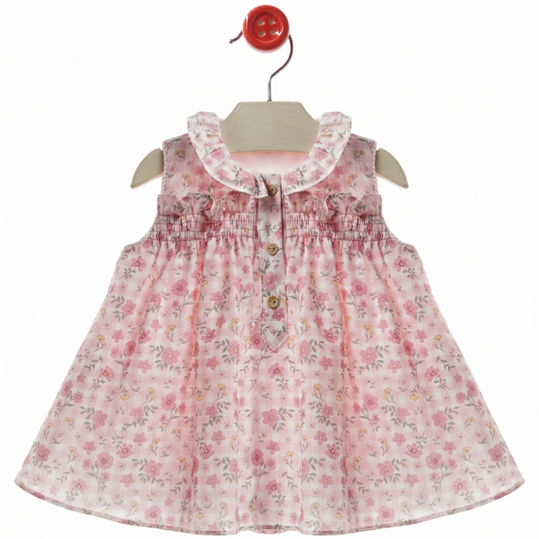 GIRLS FLORAL PLAID AND RUFFLE COLLAR DRESS PALMA