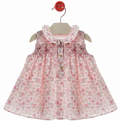GIRLS FLORAL PLAID AND RUFFLE COLLAR DRESS PALMA