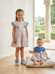 GIRLS FLOWERS WITH BLUE LACE DRESS