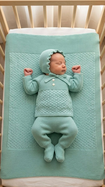 BABY CENTER RHOMBUS BLANKET AND NEWBORN 4P SET