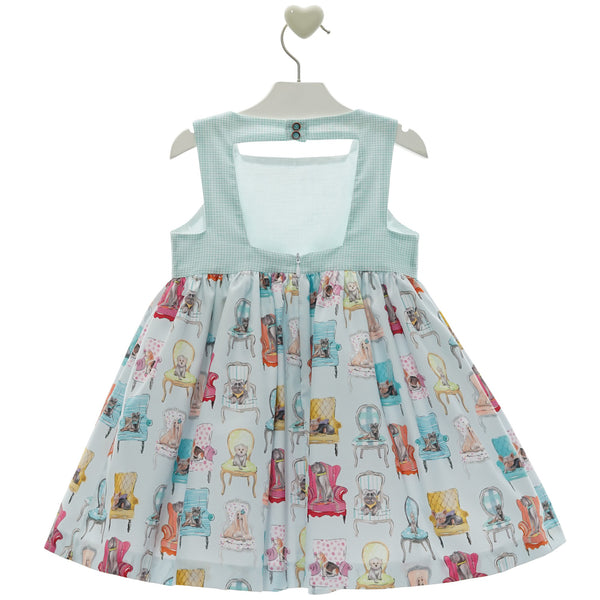 GIRL DOG ON THE CHAIR AND BOWS DRESS TAURO