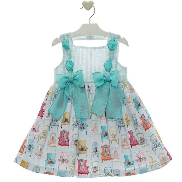 GIRL DOG ON THE CHAIR AND BOWS DRESS TAURO