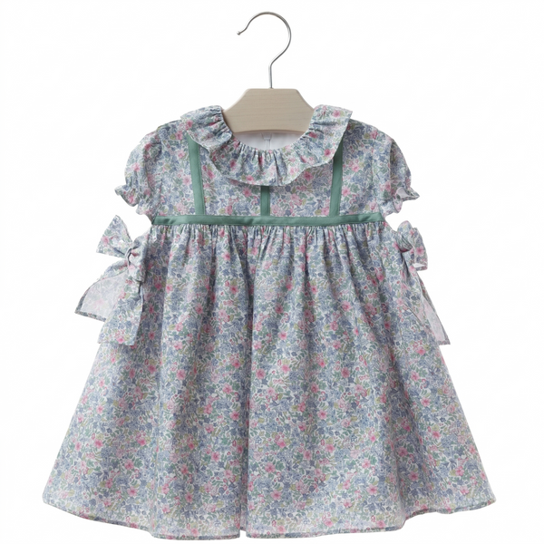 GIRLS FLORAL WITH COLLAR AND PUFF SLEEVE MALTA