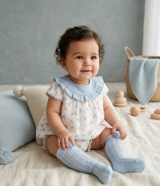 GIRLS FLORAL AND BIRDS DRESS WITH BLOOMER 2P PROVENZAL