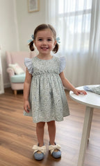 VESTIDO DE NIÑA CON MANGAS CON VOLANTES Y ESTAMPADO LIBERTY MALTA