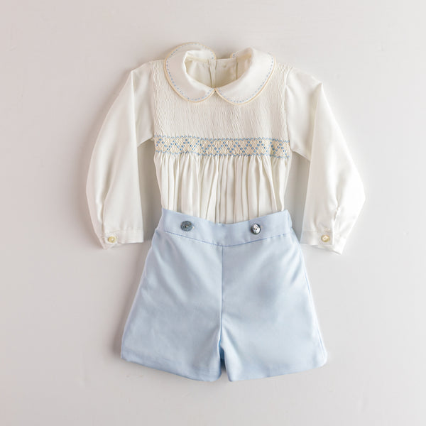 BOYS SMOCKED SHIRT WITH SHORT CLASSIC SET