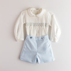 BOYS SMOCKED SHIRT WITH SHORT CLASSIC SET
