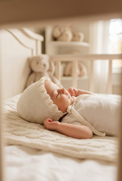IVORY BABY KNITTED BONNET