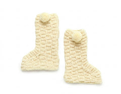 SQUARED WITH POMPONS KNITTED BOOTS