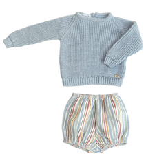BOYS KNITTED SWEATER AND STRIPED TROUSERS 2P SET