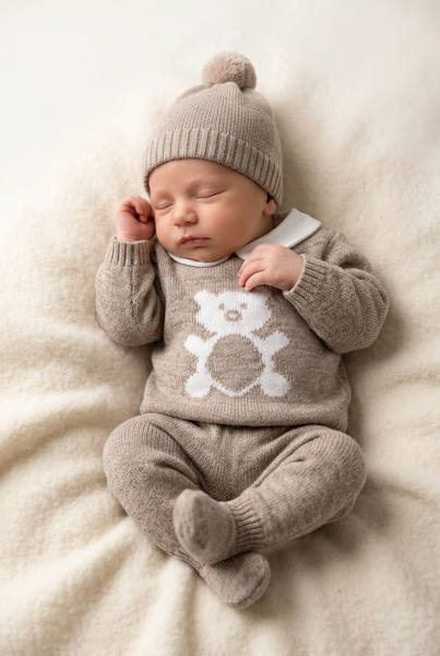 VISON NEWBORN BEAR WITH COLLAR 3P SET