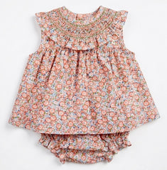 GIRLS FLORAL SHORT DRESS WITH BLOOMER 2P SET RAVENA