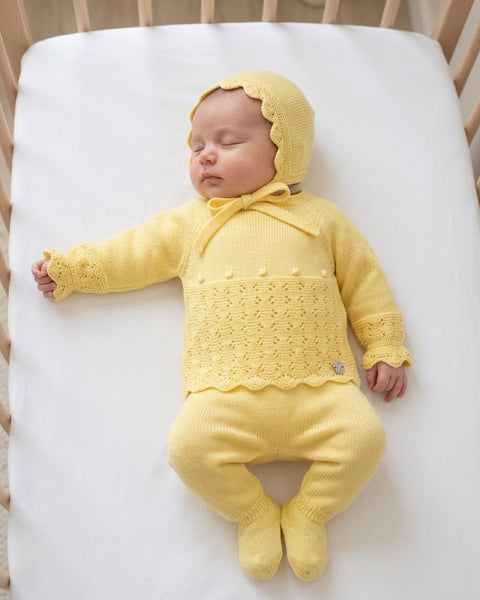 NEWBORN PLAID OPENWORK 3P SET