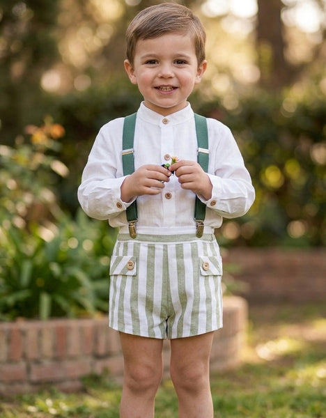 BOY WIDE STRIPED WITH SUSPENDRES LONG SLEEVE SET TROVADOR