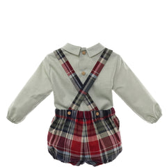 BOYS TARTAN ROMPER AND SHIRT SET PASCUA