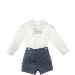 BOYS SHORT AND IVORY SHIRT SET CANELA
