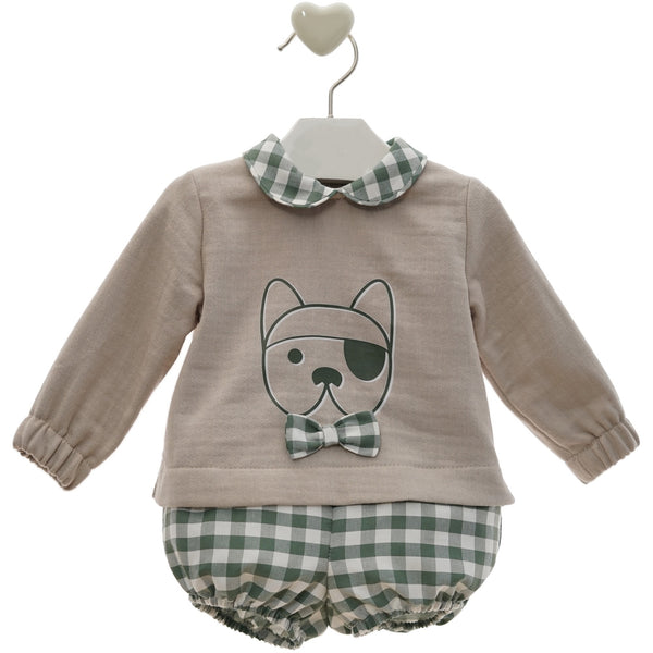 BOYS PLAID DOG FACE PRINT RANITA SET TAIPEI