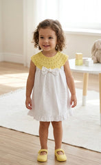 VESTIDO DE NIÑA DE PUNTO Y PLUMETI