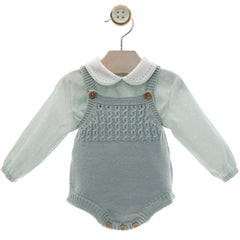 BOYS KNITTED ROMPER AND DOTS SHIRT SET BATISTA