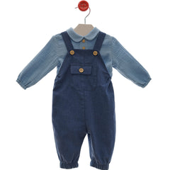 BOYS OVERALL AND LONG SLEEVE SHIRT SET SALSA