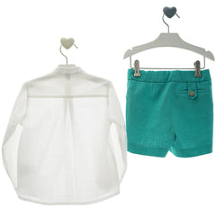 BOYS CLASSIC WHITE SHIRT AND SHORT PANTS SET TAURO