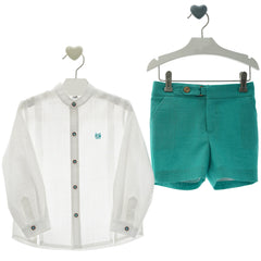 BOYS CLASSIC WHITE SHIRT AND SHORT PANTS SET TAURO