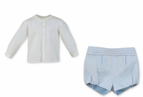 BOYS MAO COLLAR SHIRT AND CLASSIC SHORT 2P SET